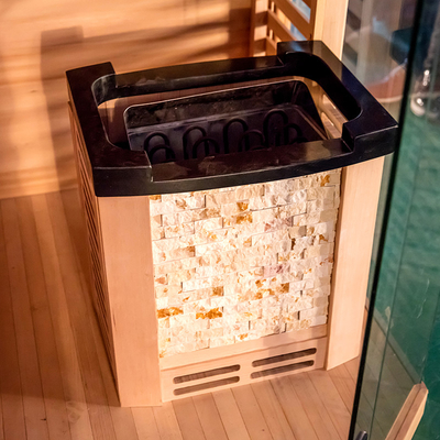 Buharlı Kuru Dış Mekan Geleneksel Sauna Bilgisayar Kontrol Paneli Masif Ahşap Modern Hemlock Sauna