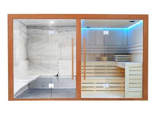 Büyük Boy CE Buharlı Kuru Sauna Kombinasyon Evi Aile 4 Kişilik Sedir Sauna