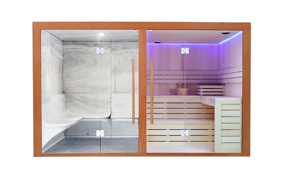 Büyük Boy CE Buharlı Kuru Sauna Kombinasyon Evi Aile 4 Kişilik Sedir Sauna