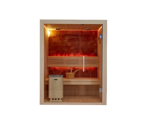 Özelleştirilmiş Lüks Kaya Taş Tuz Spa Odası Kapalı Ahşap Kırmızı Sedir Aspen Sauna Odası