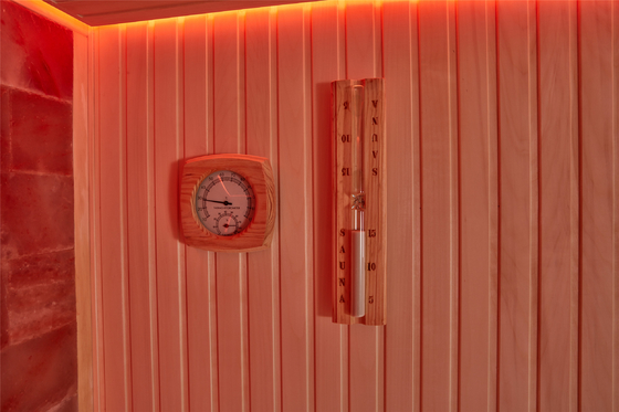Özelleştirilmiş Lüks Kaya Taş Tuz Spa Odası Kapalı Ahşap Kırmızı Sedir Aspen Sauna Odası