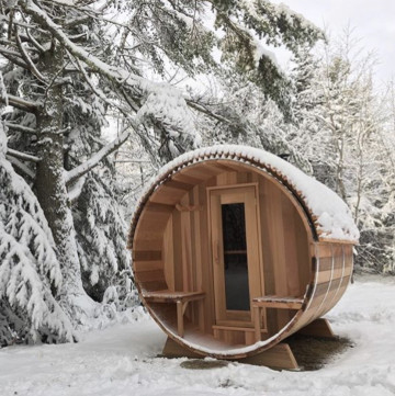 Açık Buhar Yuvarlak Varil Sauna Odası Aile İçin 6 Kişilik Kırmızı Sedir Varil Sauna Evi