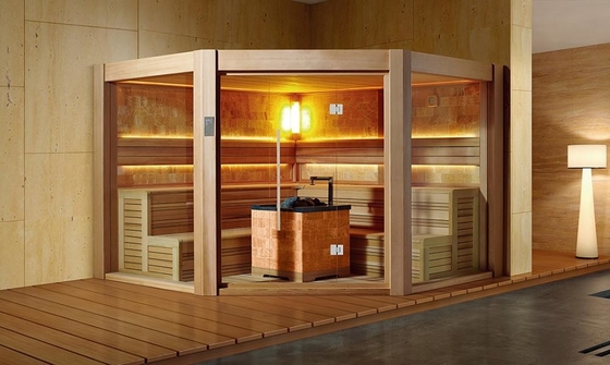 Lüks Masif Ahşap Kuru Sauna Odası Büyük Boy Kırmızı Sedir Ağacı Sauna
