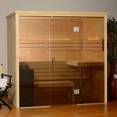 Ladin Kapalı 3-4 Kişilik Geleneksel Sauna Taşlı Kuru Sauna Odası