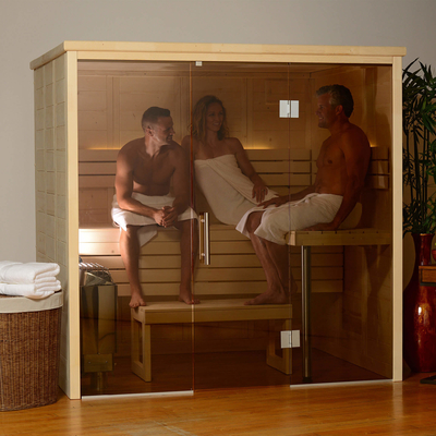 Ladin Kapalı 3-4 Kişilik Geleneksel Sauna Taşlı Kuru Sauna Odası
