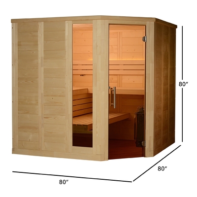 8kw Geleneksel Buhar Sauna Odası Kapalı Katı Nordic Ladin SS menteşeleri