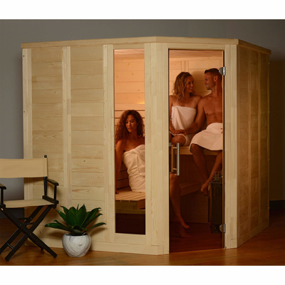 8kw Geleneksel Buhar Sauna Odası Kapalı Katı Nordic Ladin SS menteşeleri
