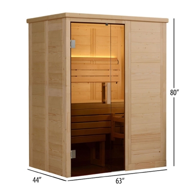 2 Kişilik Ahşap Kapalı Sauna Katı Nordic Ladin Buhar 6kw