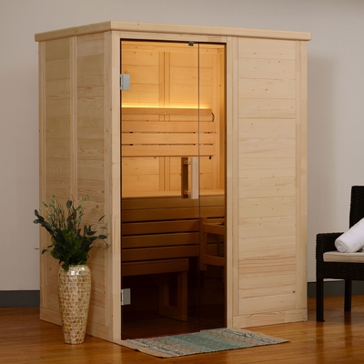 2 Kişilik Ahşap Kapalı Sauna Katı Nordic Ladin Buhar 6kw