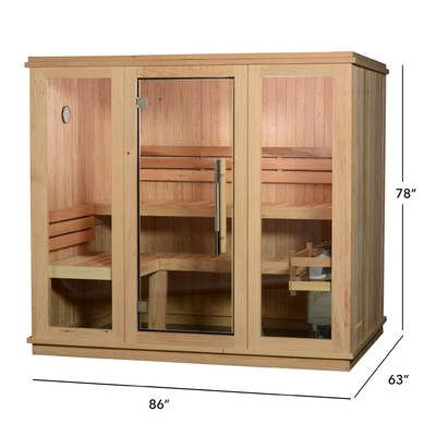 220V Kuru Buhar Geleneksel Sauna Kapalı Ahşap Kırmızı Sedir ETL