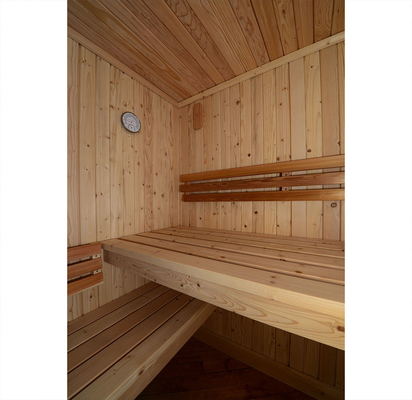 Kapalı geleneksel 2-3 kişilik buhar sauna odası Kanada ahşap kırmızı sedir prefabrik sauna kutusu