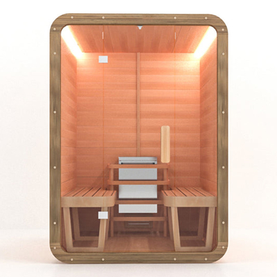 Geleneksel Trend Portatif Sauna Katı Kırmızı Sedir Buharlı Sauna Odası 2 Kişilik