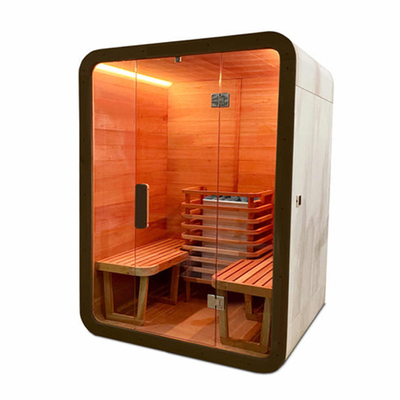 Geleneksel Trend Portatif Sauna Katı Kırmızı Sedir Buharlı Sauna Odası 2 Kişilik