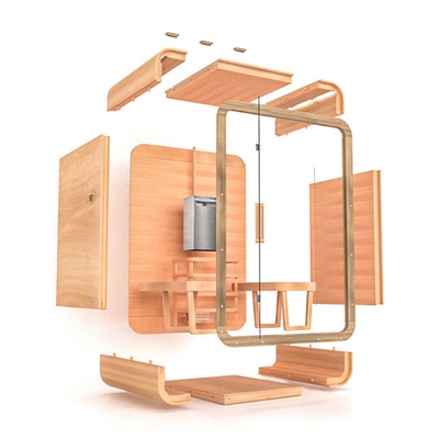 Geleneksel Trend Portatif Sauna Katı Kırmızı Sedir Buharlı Sauna Odası 2 Kişilik